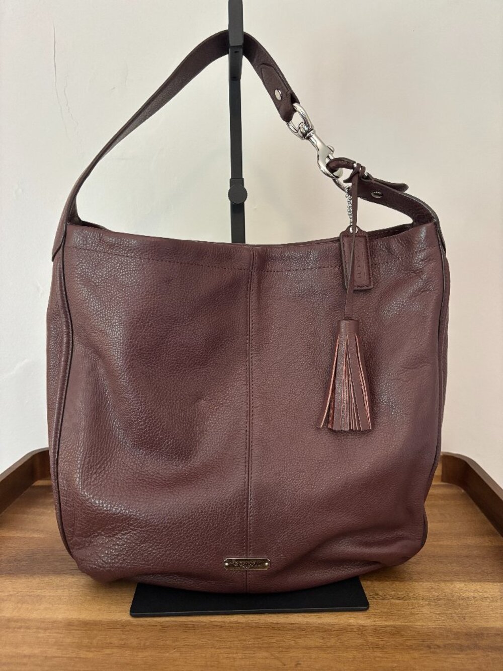 Coach Avery Brown Pebble Grain Leather Large Hobo Bag